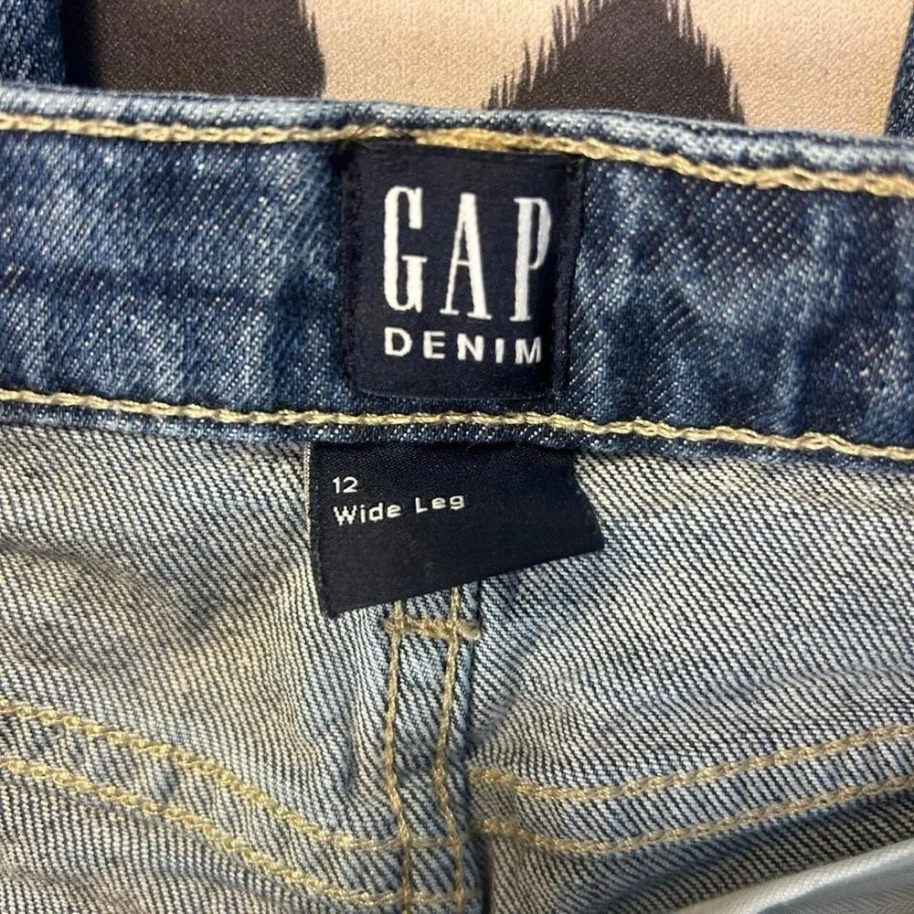 GAP Girls’ Wide-Leg Denim Jeans – Size 12 | Dark Wash | Adjustable Waist